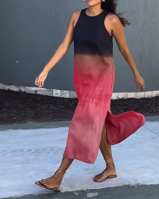 Tessa - Elegante Mouwloze Linnen Midi Jurk