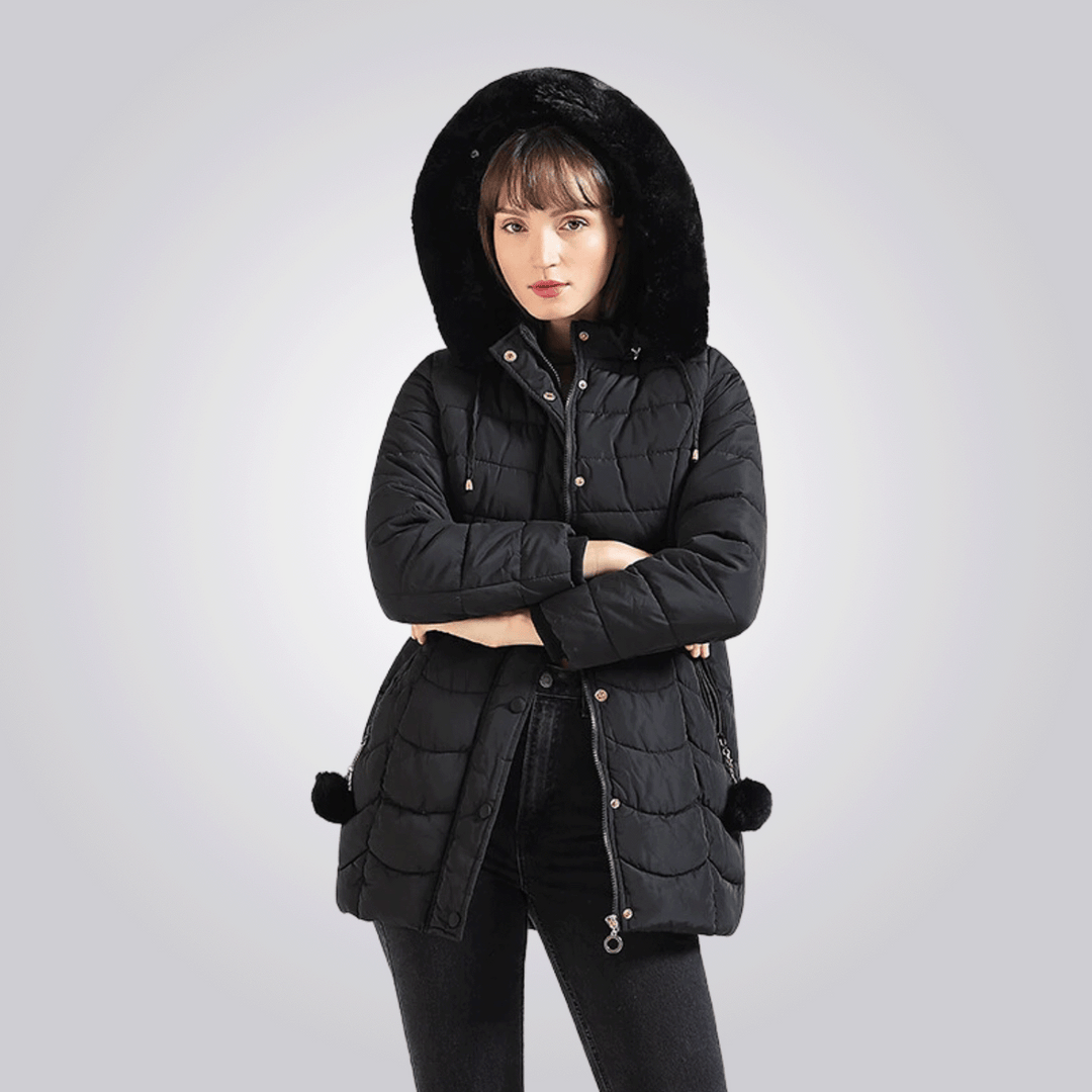 Saskia - Elegante Lange Gewatteerde Winterjas