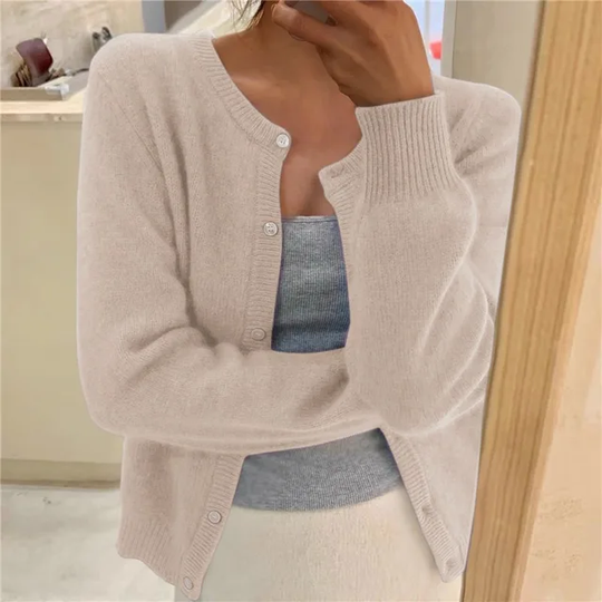 Caroline - Klassieke Ronde Hals Knopen Cardigan