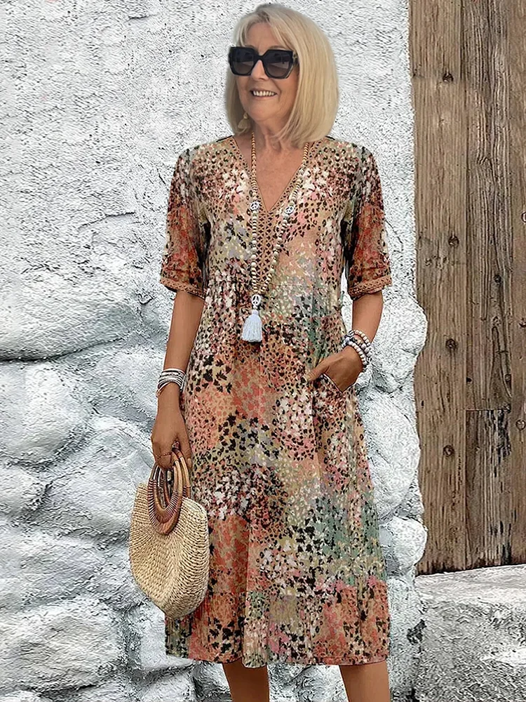 Midi Jurk Dames Boho Vrouwelijk - Lieke