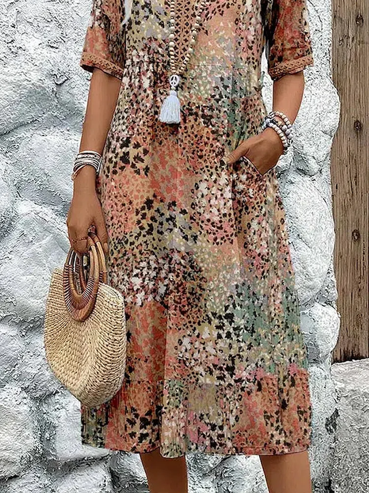 Midi Jurk Dames Boho Vrouwelijk - Lieke