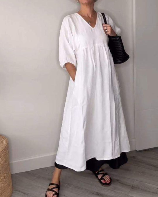 Nina | Linnen Jurk Dames Wijd