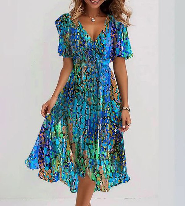 Midi Jurk Dames Elegant Met Bloemenprint - Lotte