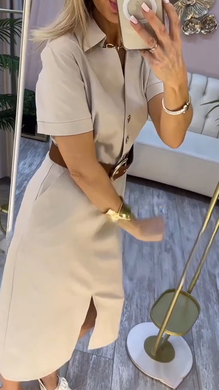Midi Jurk Dames Elegant Met Riem - Iris