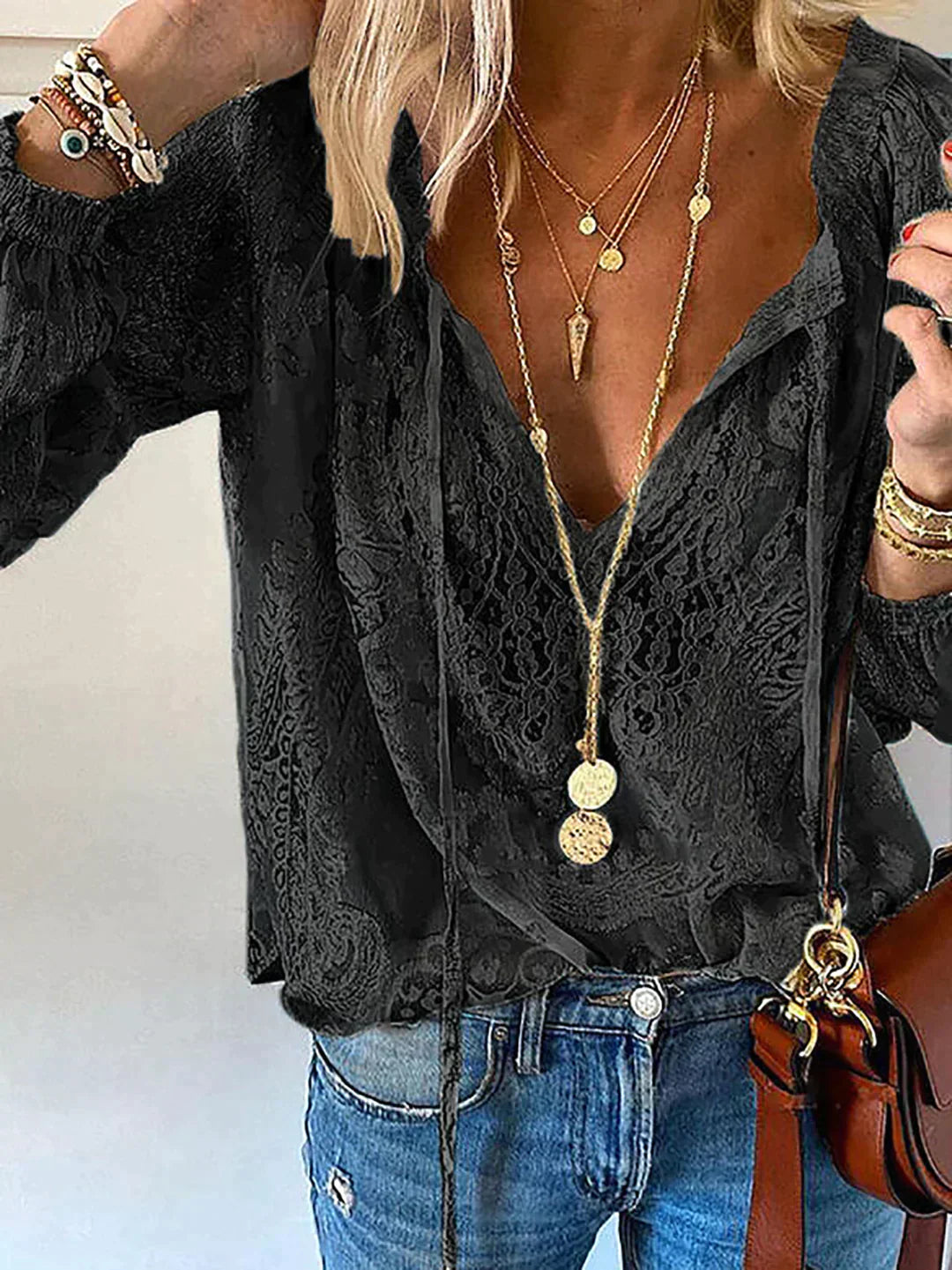 Zafira - Blouse Met Kanten Details En Chique Stijl