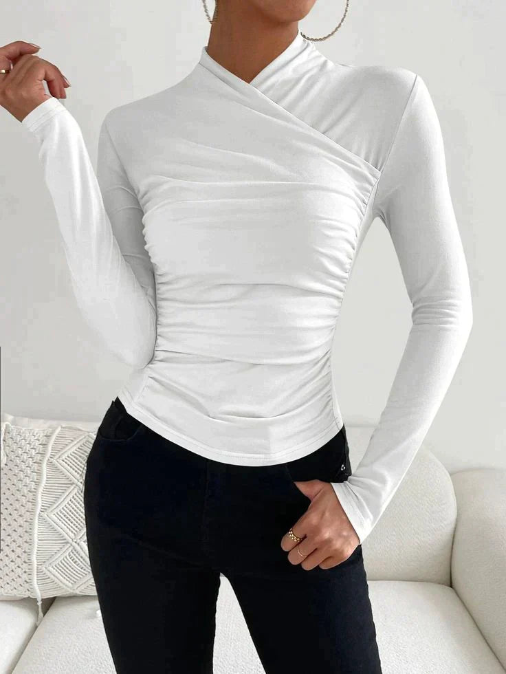 Tessa – Stijlvolle witte longsleeve top voor een klassieke uitstraling