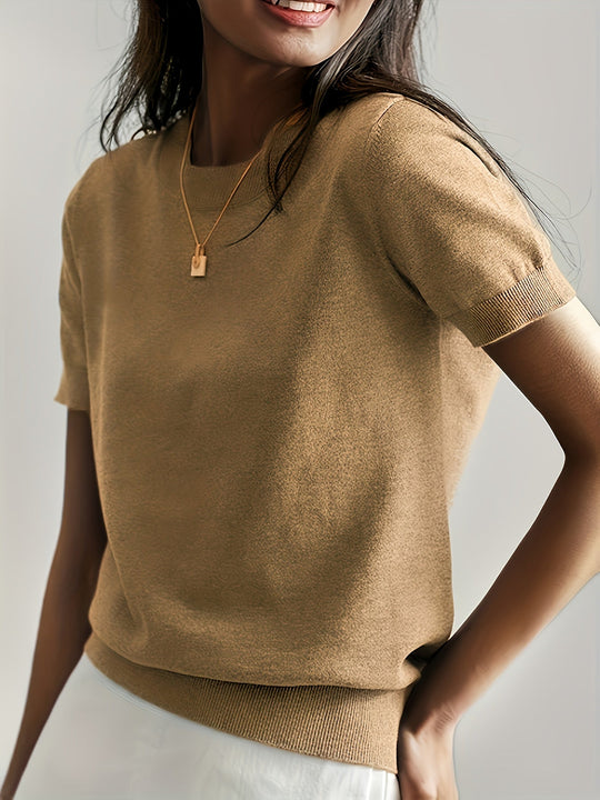 Yvonne - Elegante Gebreide Ronde Hals Top