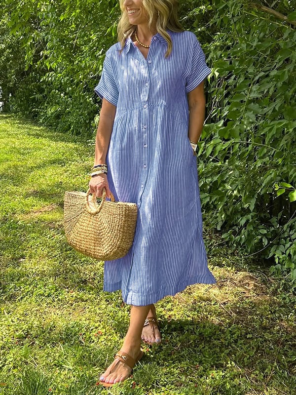 Linnen Blousejurk Dames Gestreept - Sara