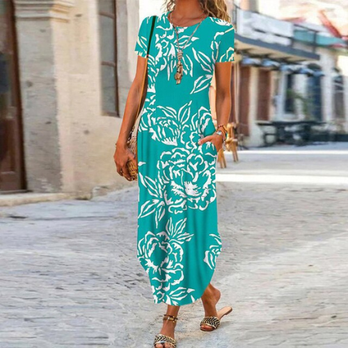 Julia - Lange Maxi Jurk Met Levendige Print En Elegant Design