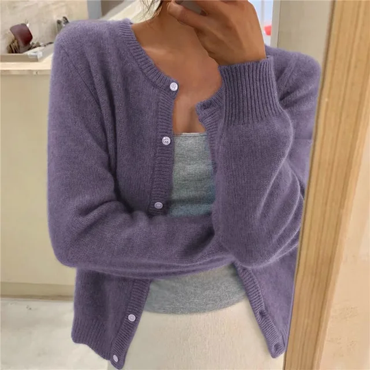 Caroline - Klassieke Ronde Hals Knopen Cardigan
