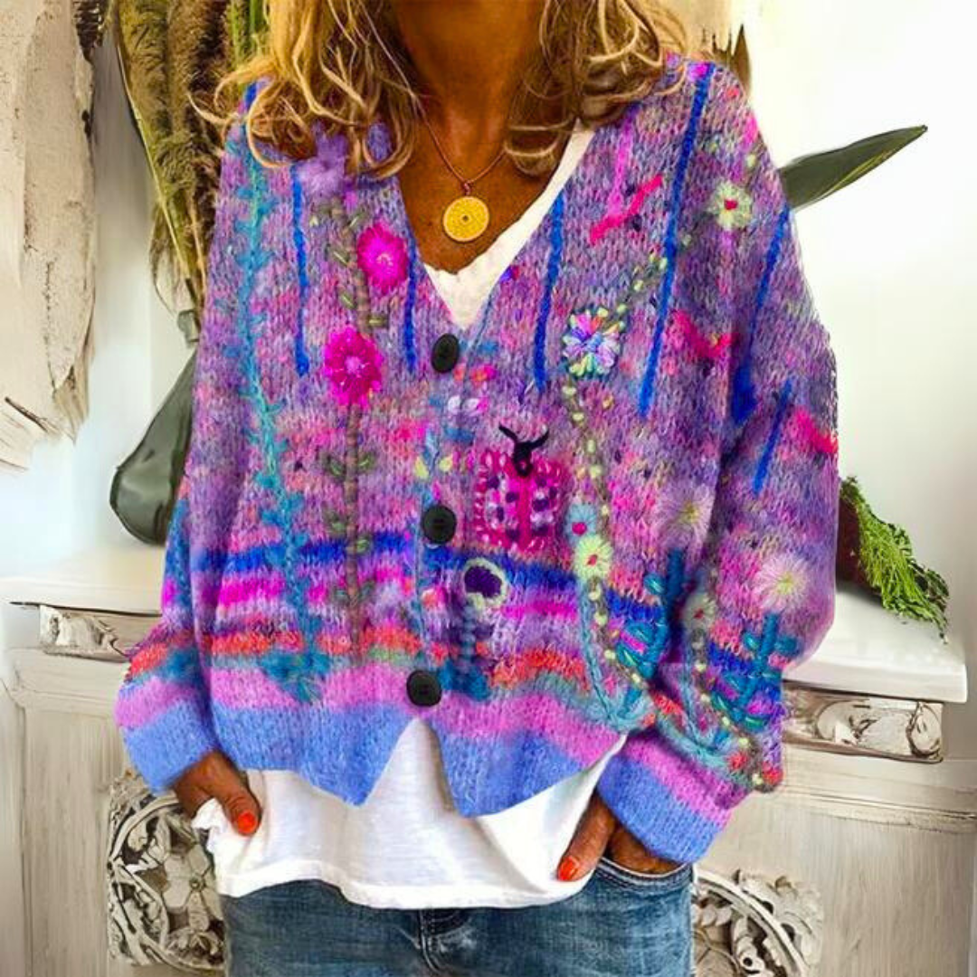 Karen - Elegant Gebreid Gebloemd Vest