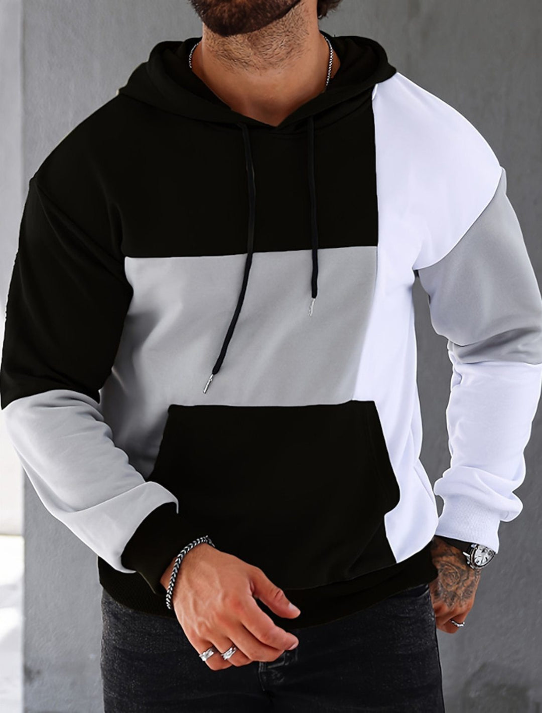 Gabriel – Kleurblok hoodie trui voor heren, moderne stijl