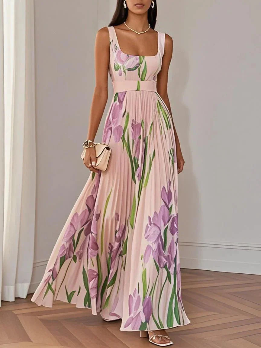 Lily | Geplooide Maxi Jurk Dames Met Bloemenprint