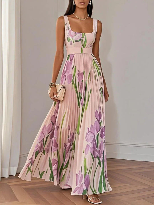 Lily | Geplooide Maxi Jurk Dames Met Bloemenprint