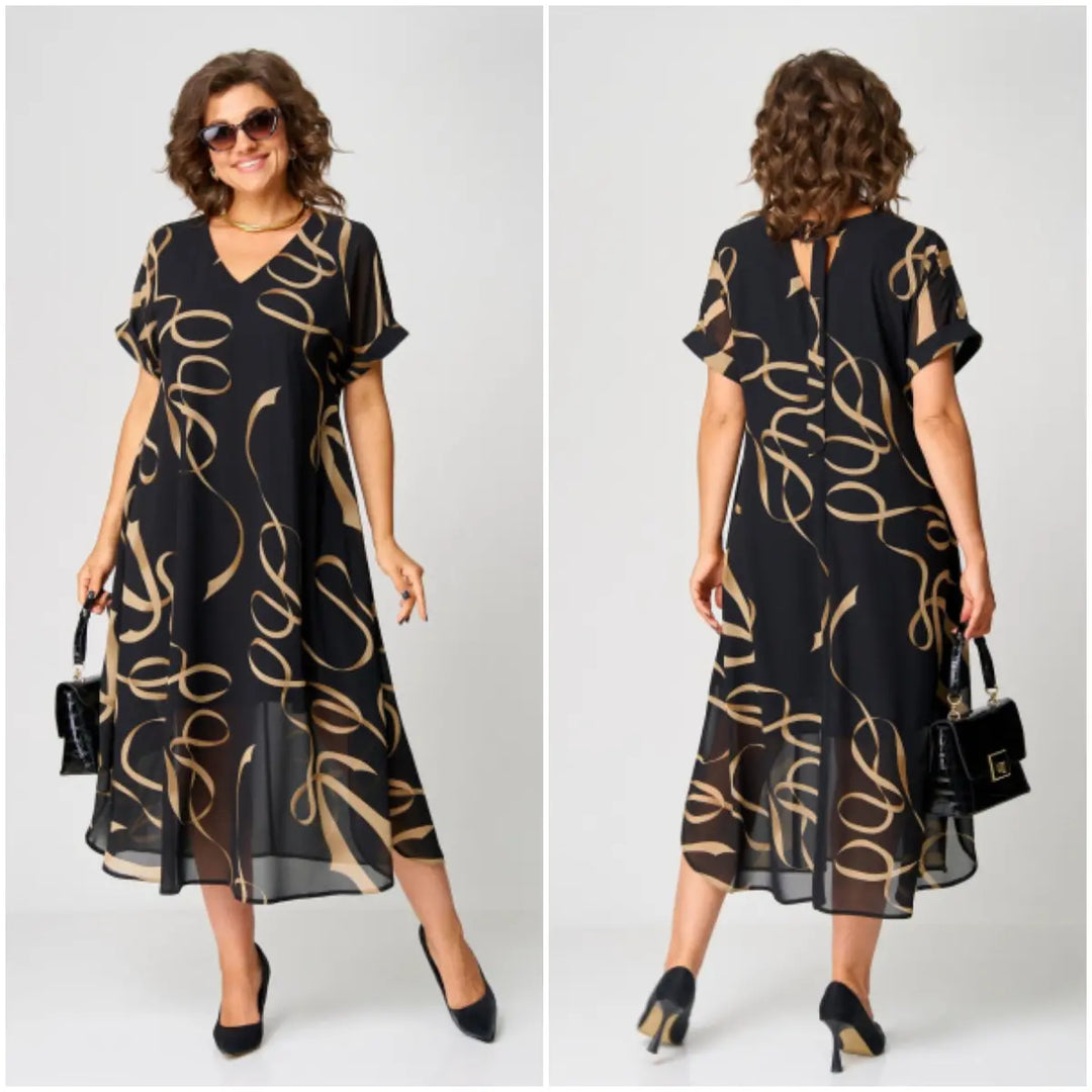 Aria | Chiffon Jurk Dames Grote Maten Met Print