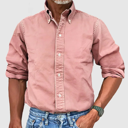 Matthias – Vintage Herenhemd Met Gewassen Look En Lange Mouwen