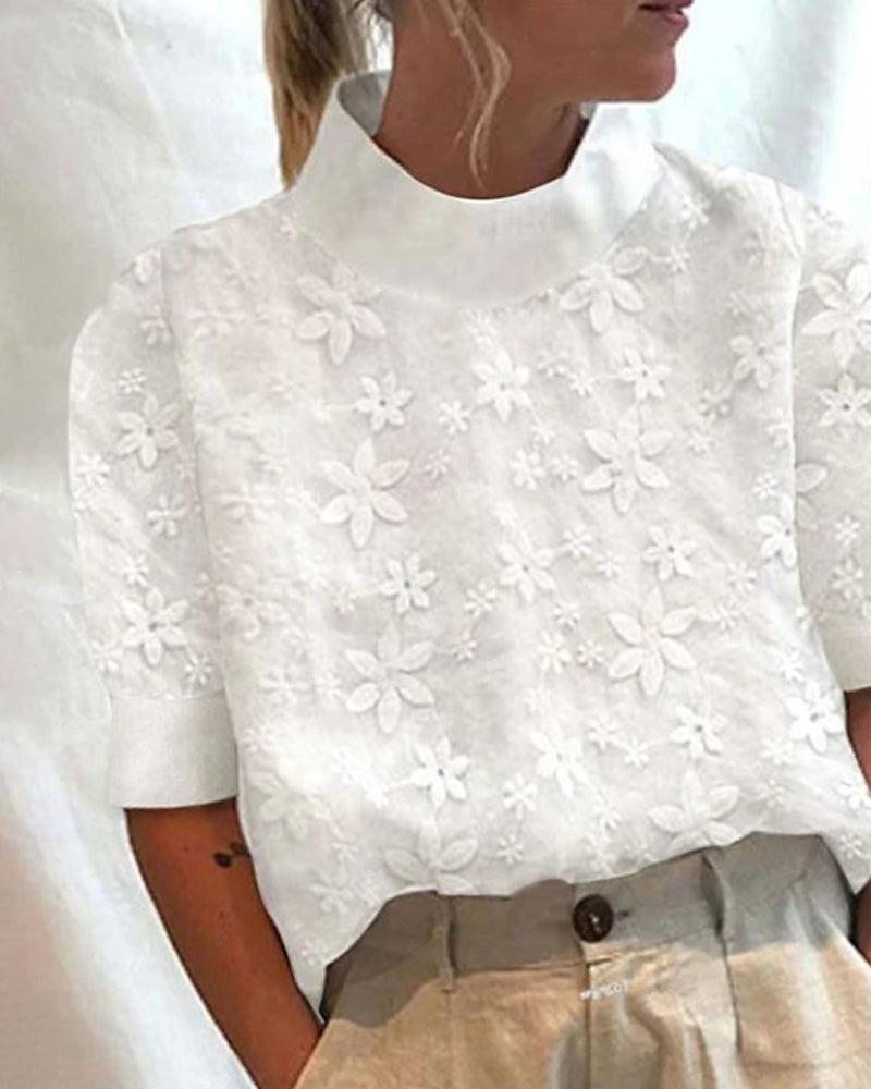 Geborduurde Blouse Dames Lange Mouw Elegant - Nina