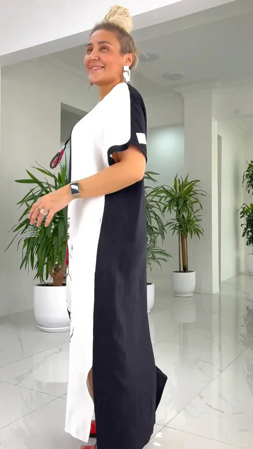 Amelia | Maxi Jurk Dames Wijd Met Print