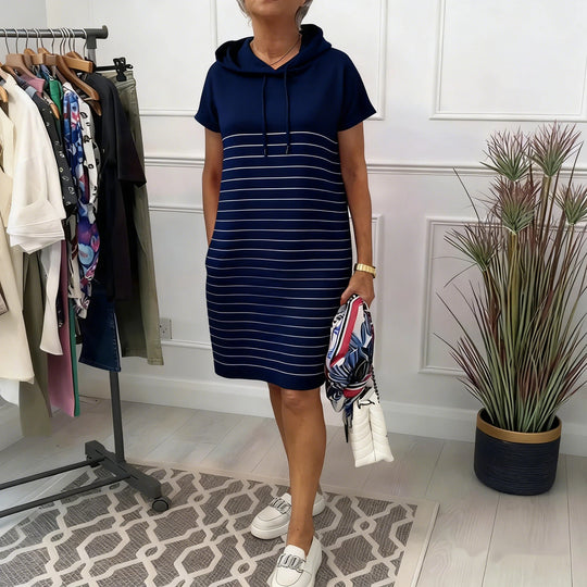 Bella | Sweatjurk Dames Gestreept Met Capuchon