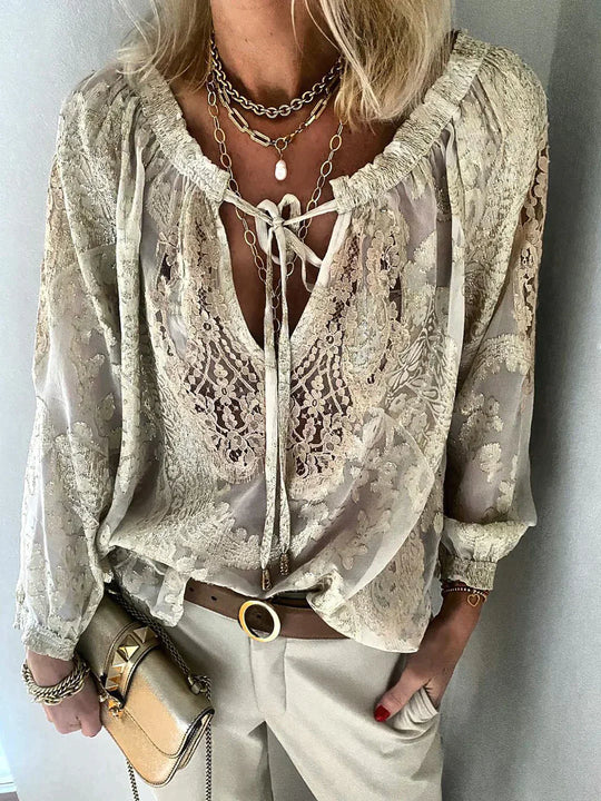Zafira - Blouse Met Kanten Details En Chique Stijl