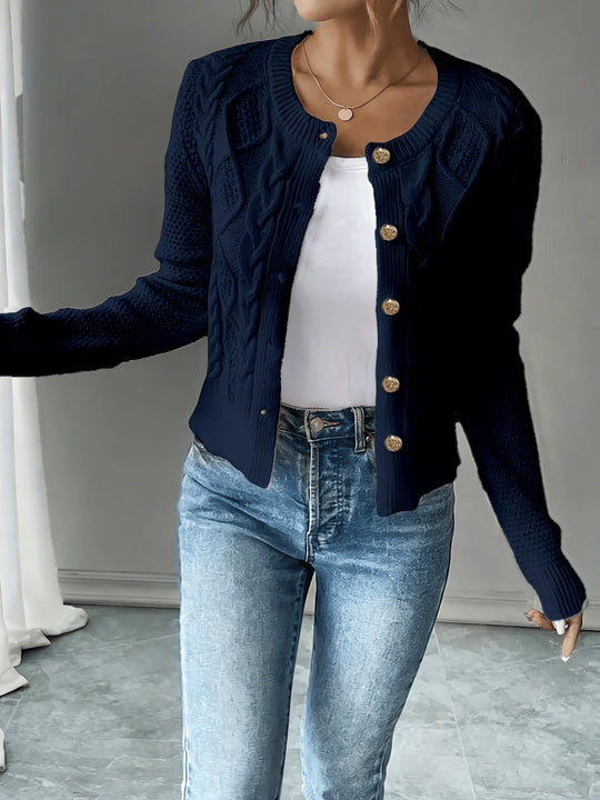 Marianne - Elegant Kabelgebreid Knopen Vest