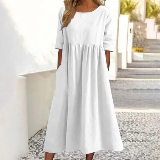 Zara - Casual Katoen Midi Jurk Korte Mouw Dames