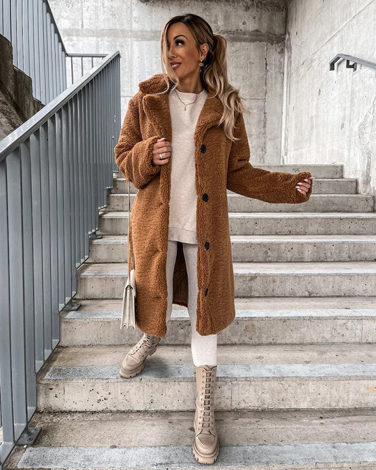 Lena – Elegante lange teddyjas voor een stijlvolle winterlook