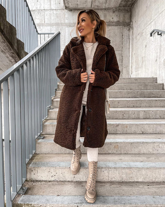 Lena – Elegante lange teddyjas voor een stijlvolle winterlook