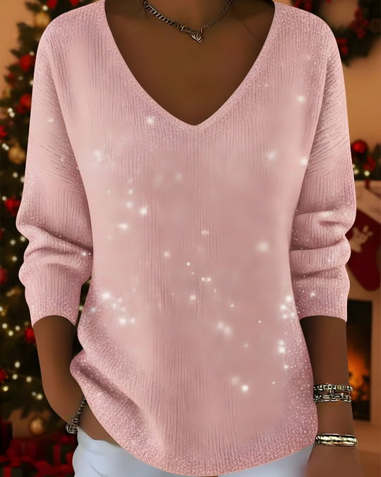 Esther | Elegante Glitter V-Hals Trui