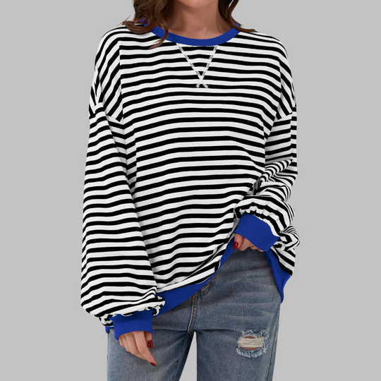 Ellen - Stijlvolle Gestreepte Ronde Hals Sweater