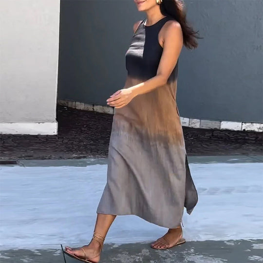 Tessa - Elegante Mouwloze Linnen Midi Jurk