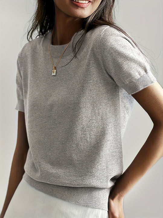 Yvonne - Elegante Gebreide Ronde Hals Top