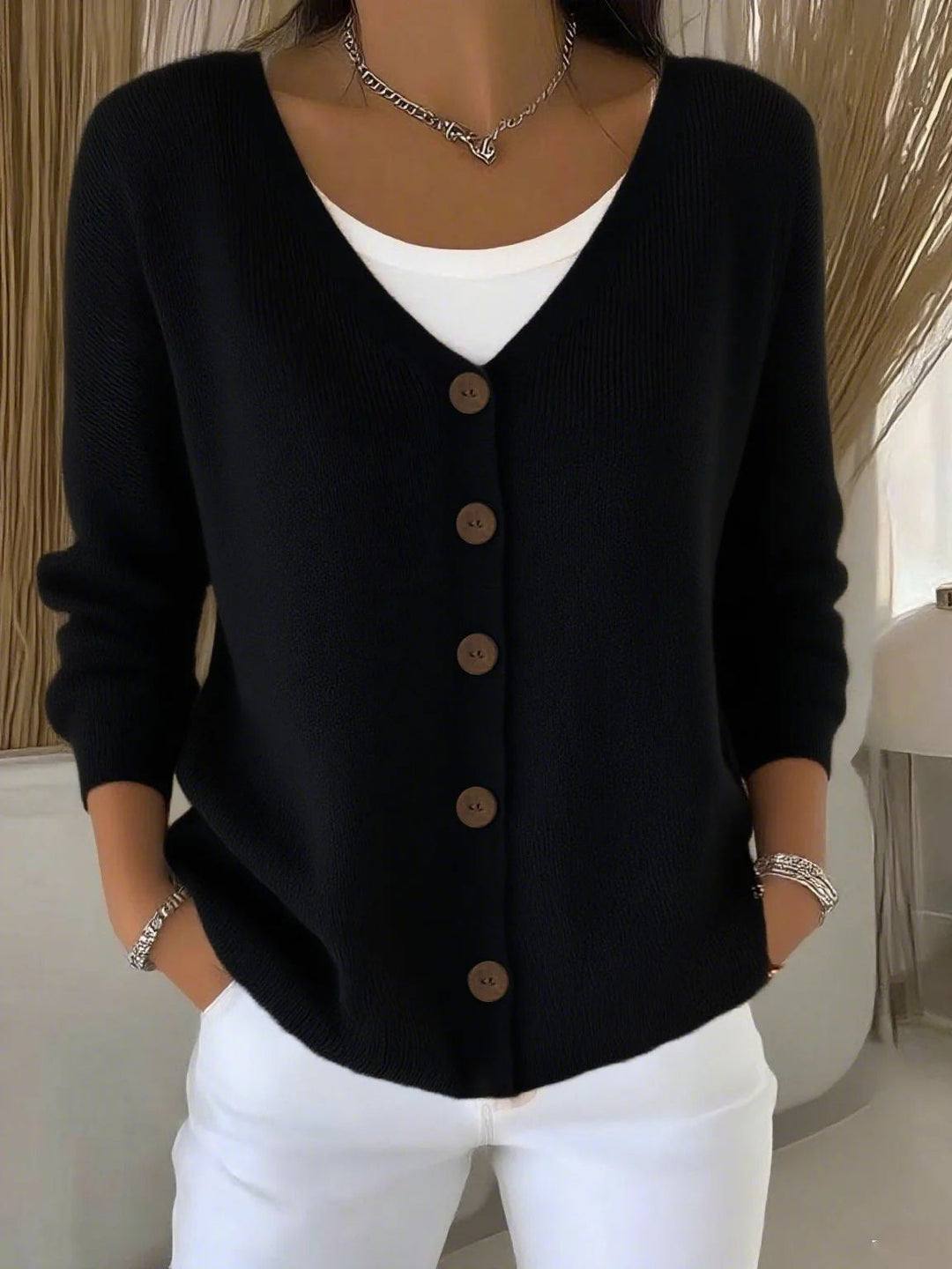 Rachel - Elegant Gebreid Knopen Vest