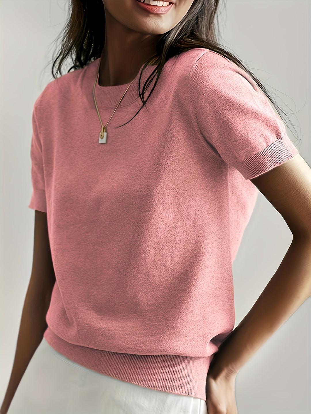 Yvonne - Elegante Gebreide Ronde Hals Top