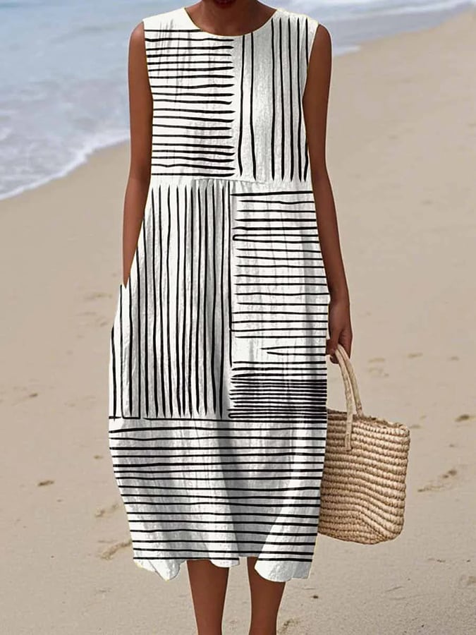 Katoen Linnen Jurk Dames Met Print - Zara