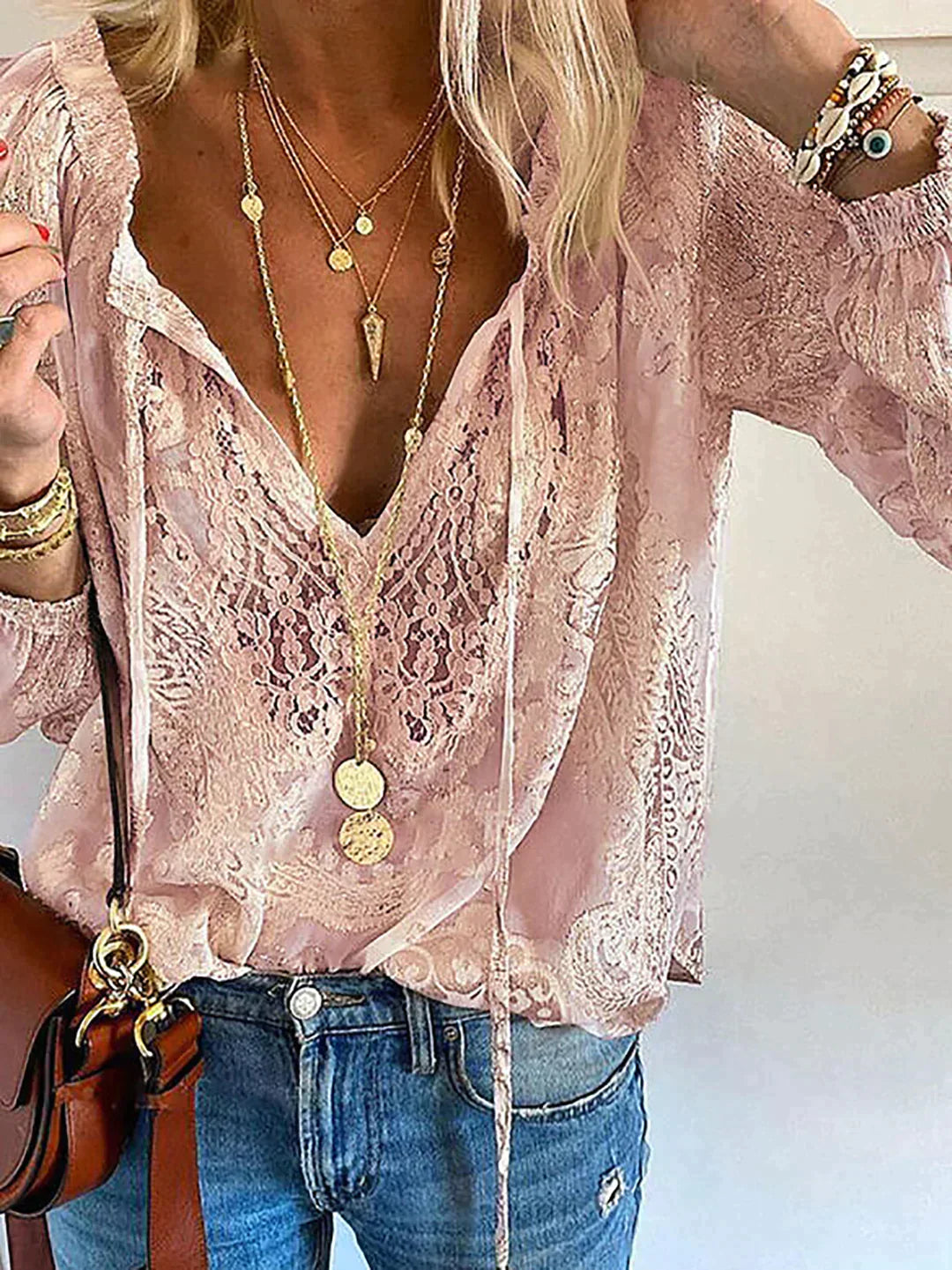 Zafira - Blouse Met Kanten Details En Chique Stijl