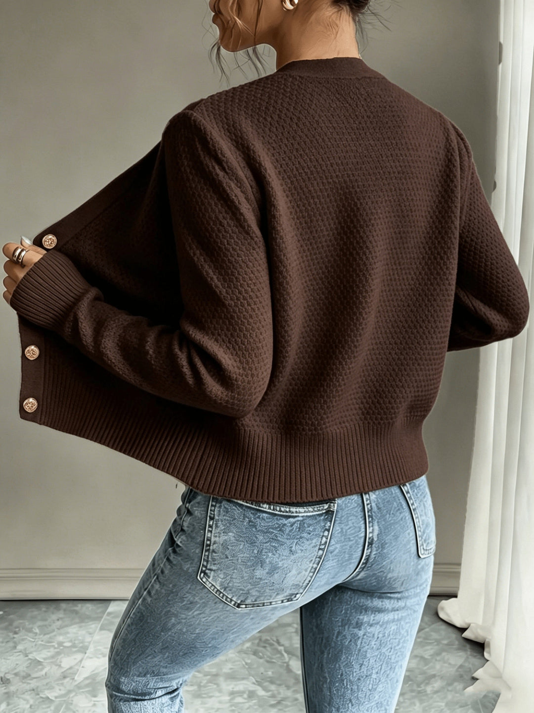 Marianne - Elegant Kabelgebreid Knopen Vest