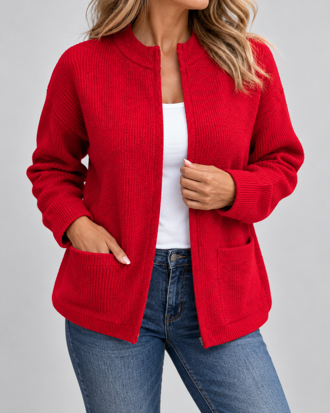 Patricia - Elegant Fijngebreid Rits Vest