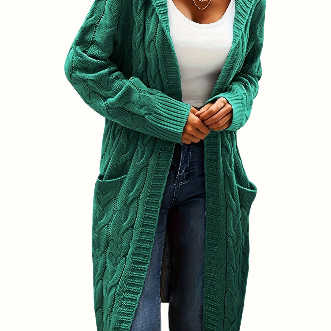 Rachel - Elegant Lang Kabelgebreid Vest