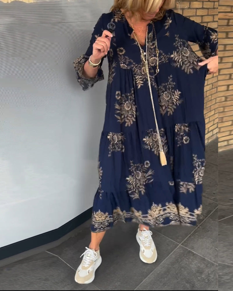 Carol - Boho Maxi Jurk met Bloemenprint