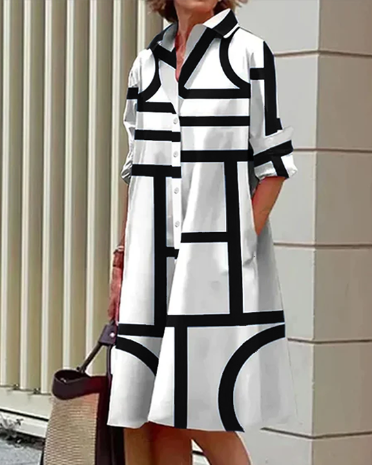 Ingrid - Stijlvolle Blousejurk met Print