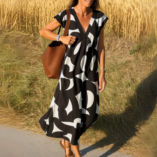 Sanne - Luchtige Maxi Jurk met Print