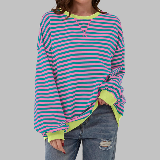 Ellen - Stijlvolle Gestreepte Ronde Hals Sweater