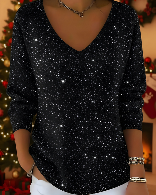 Esther | Elegante Glitter V-Hals Trui