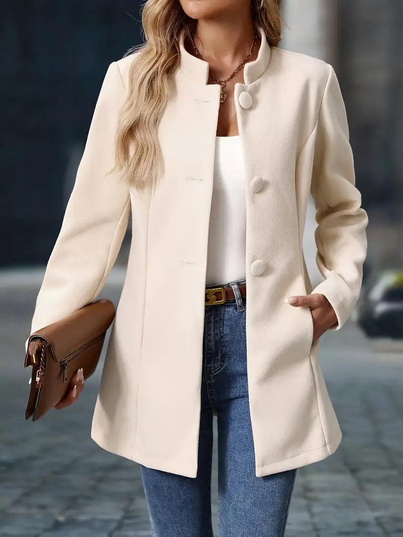 Sharon - Elegante Getailleerde Knopen Jas