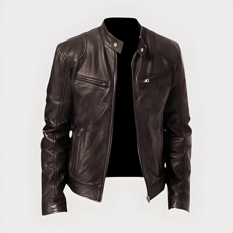 Victor - Stijlvolle Slim Fit Leren Bikerjack