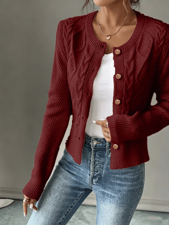 Marianne - Elegant Kabelgebreid Knopen Vest