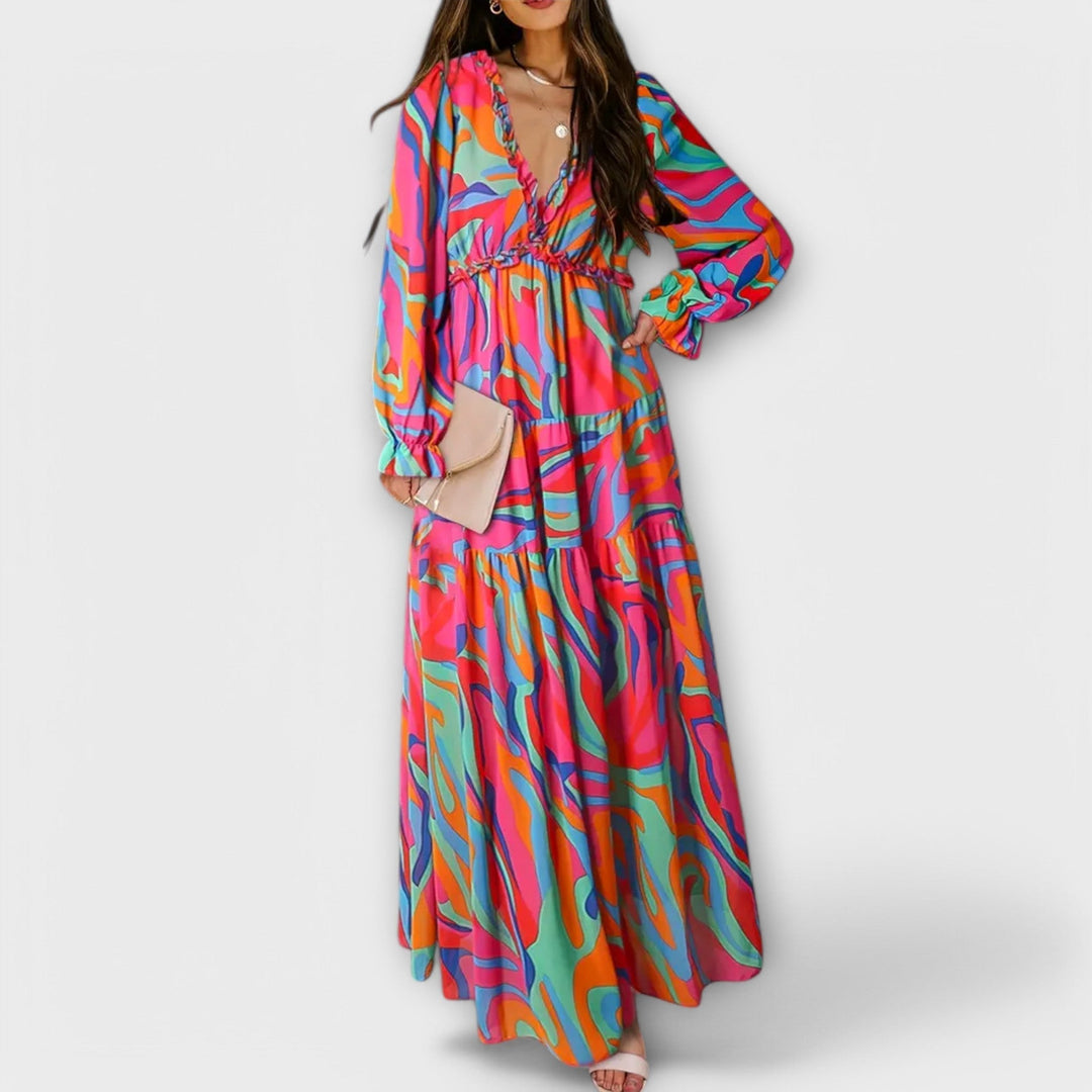 Daphne - Chiffon Maxi Jurk met Bloemenprint