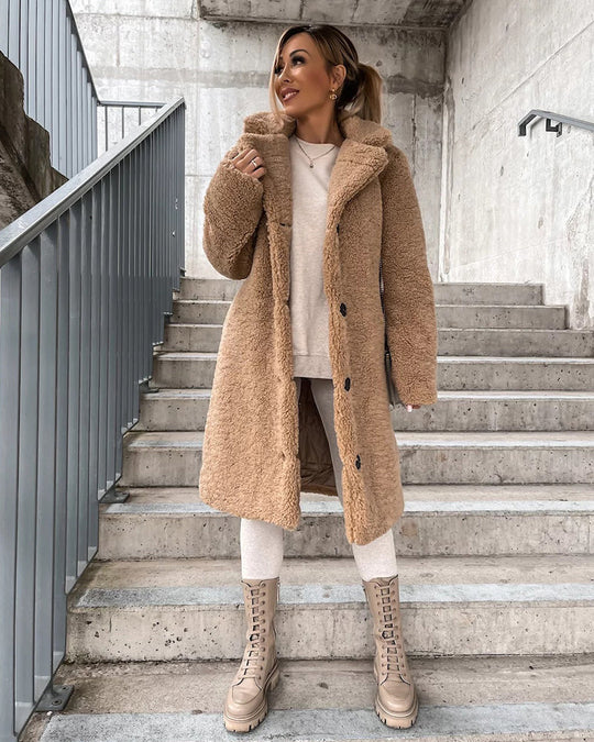 Lena – Elegante lange teddyjas voor een stijlvolle winterlook