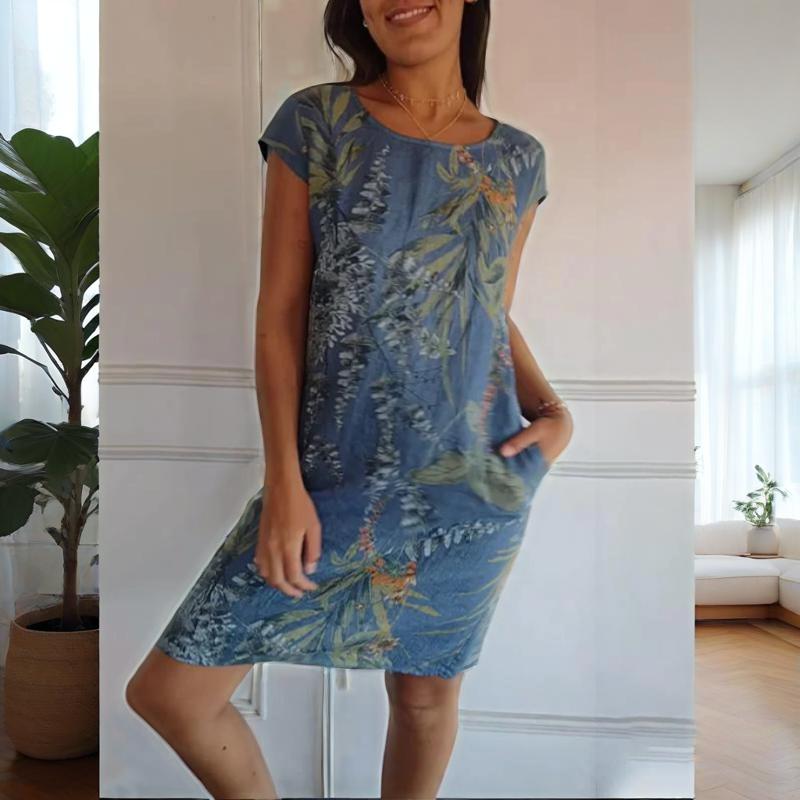 Linnen Tuniek Jurk Dames Botanisch - Livia